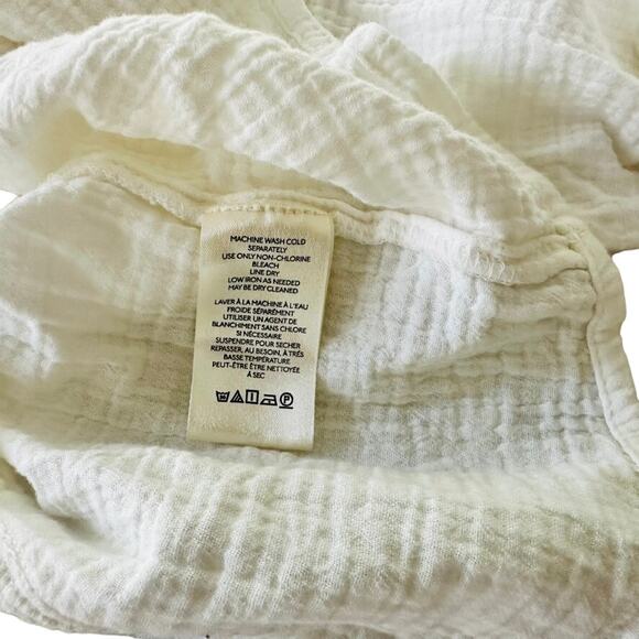 Free People Yucca Top Optic White Size Small Puff Sleeve Cotton Gauze Light - Picture 5 of 8